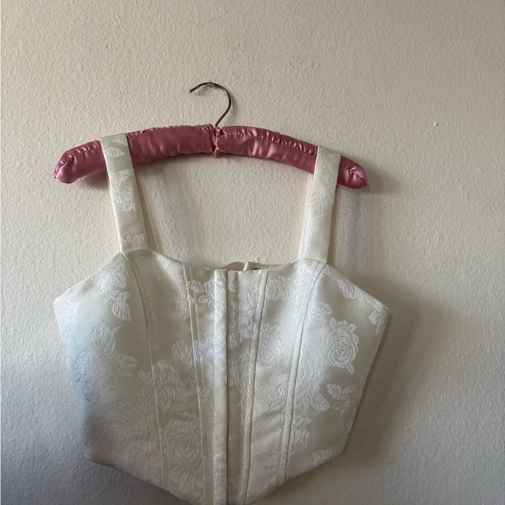 White Bow Corset Style Blouse